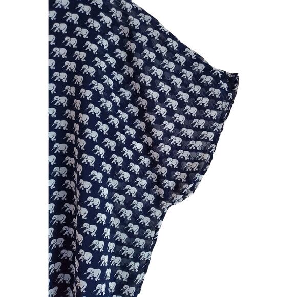 CABI Women's S Top Blue Ole Parade Elephant Wide Waist Band Slit Back Lined 36" - Picture 4 of 8